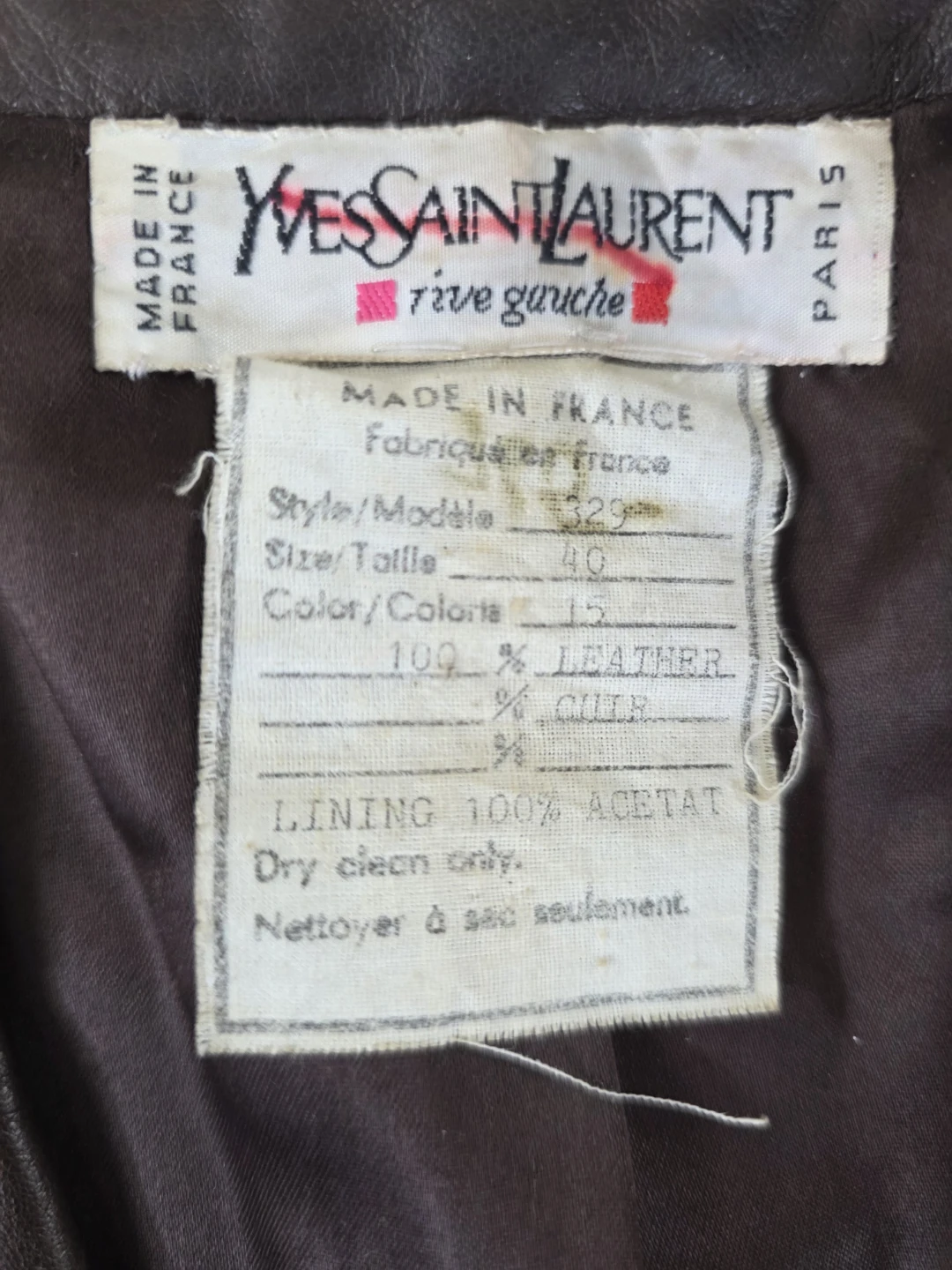 Yves Saint Laurent Rive Gauche Leather Blazer Size 40 Brown - photo 2