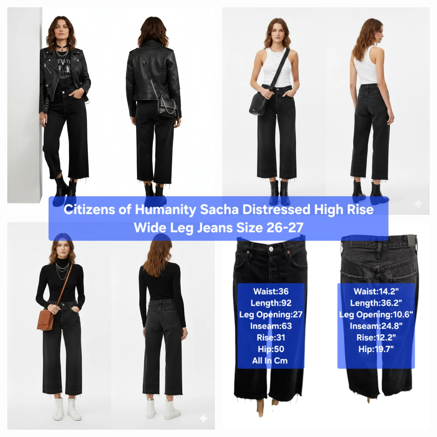 Citizens of Humanity Sacha High Rise Wide Leg Jeans Size 26-27
