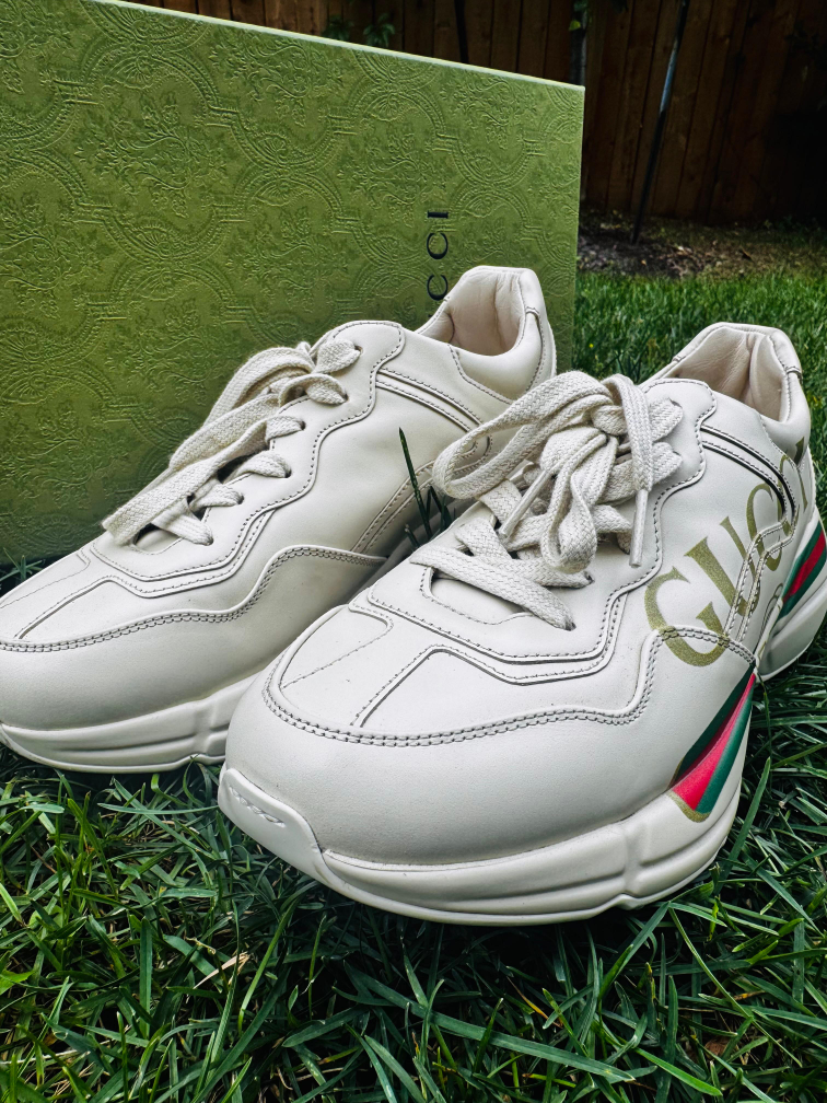 Women's Rhyton Gucci logo leather sneaker - photo 2