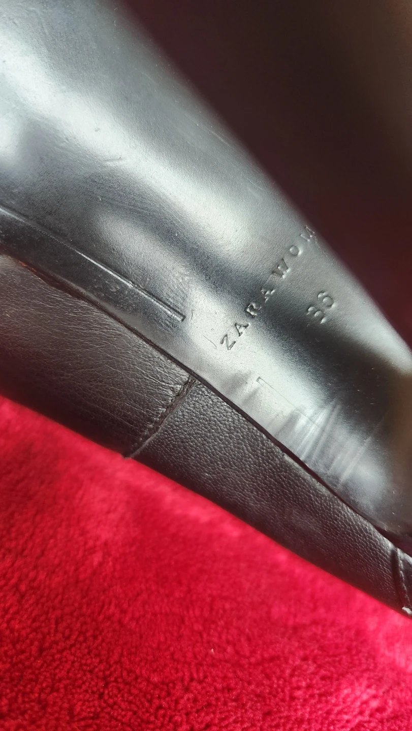Zara Black Leather Heeled Ankle Boots Size 36 - photo 3