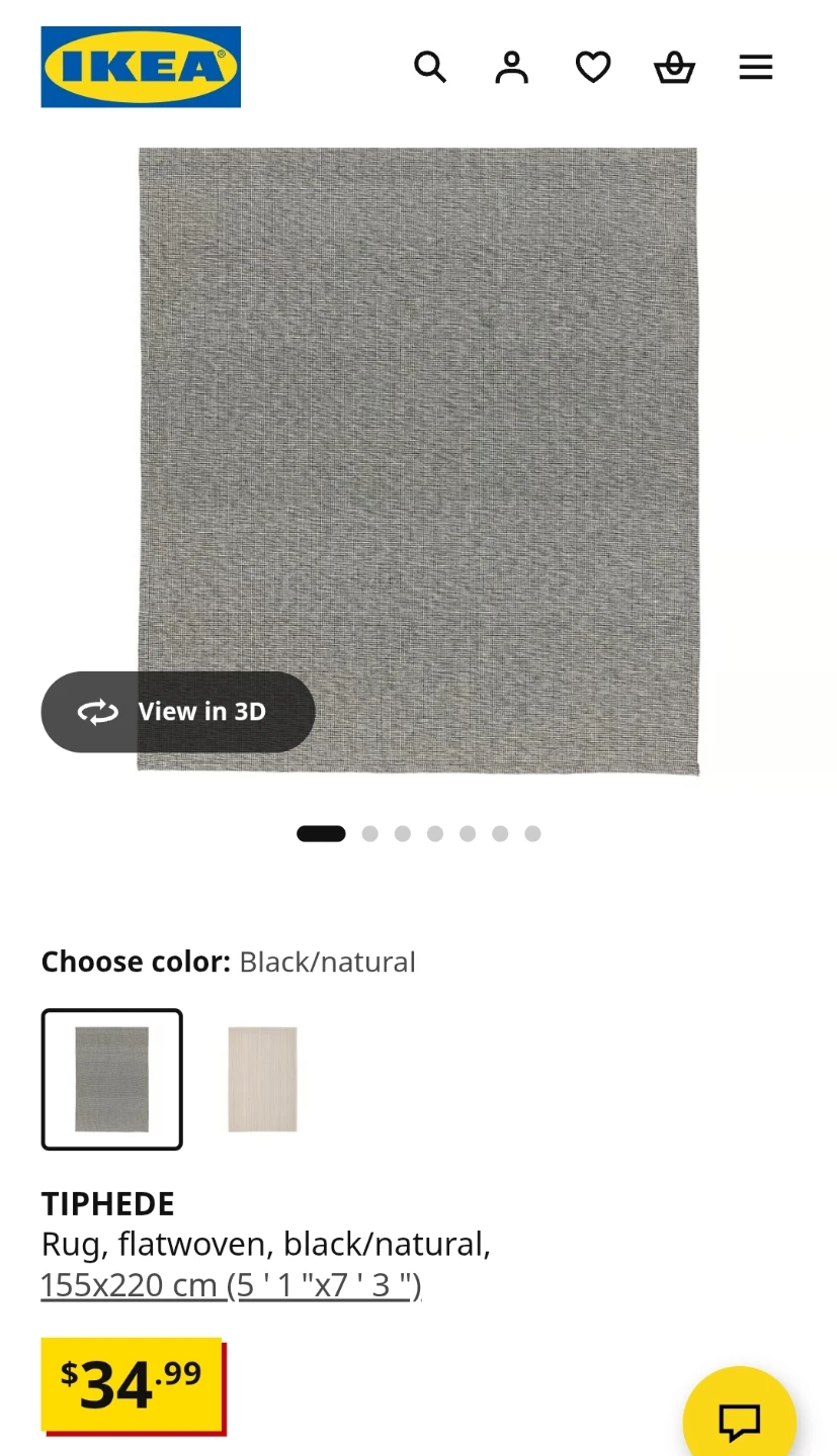 IKEA TIPHEDE Rug 155x220 cm Black/Natural - photo 3