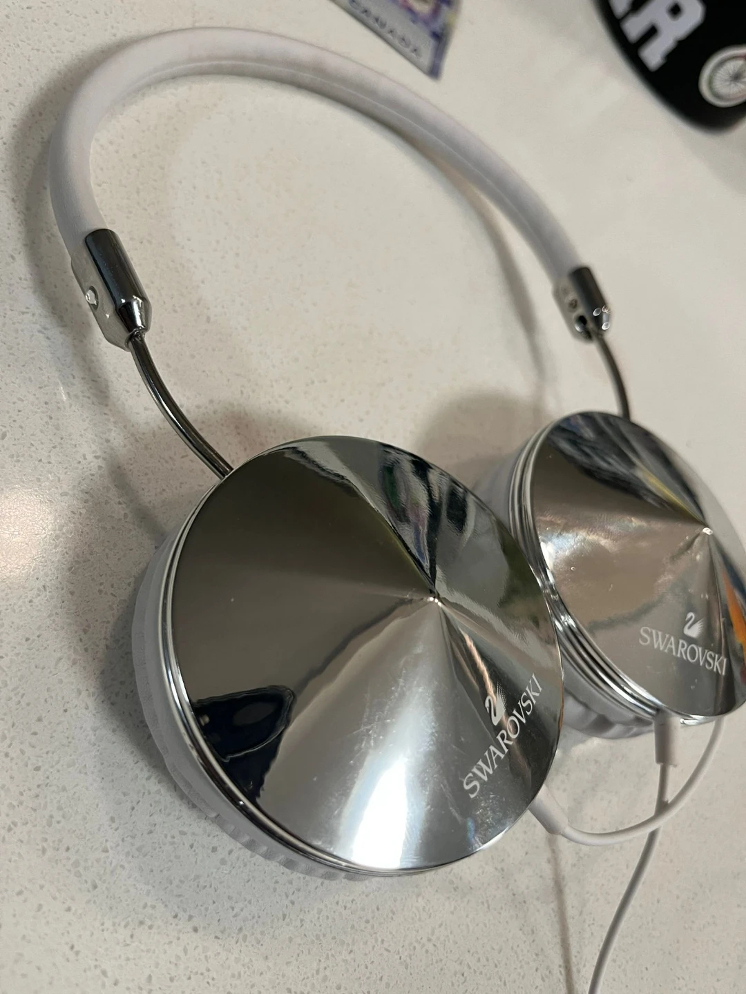 Swarovski White and Silver Headphones