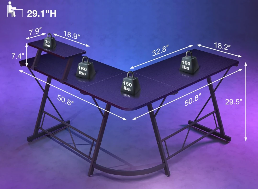 L-Shaped Gaming Desk - photo 2