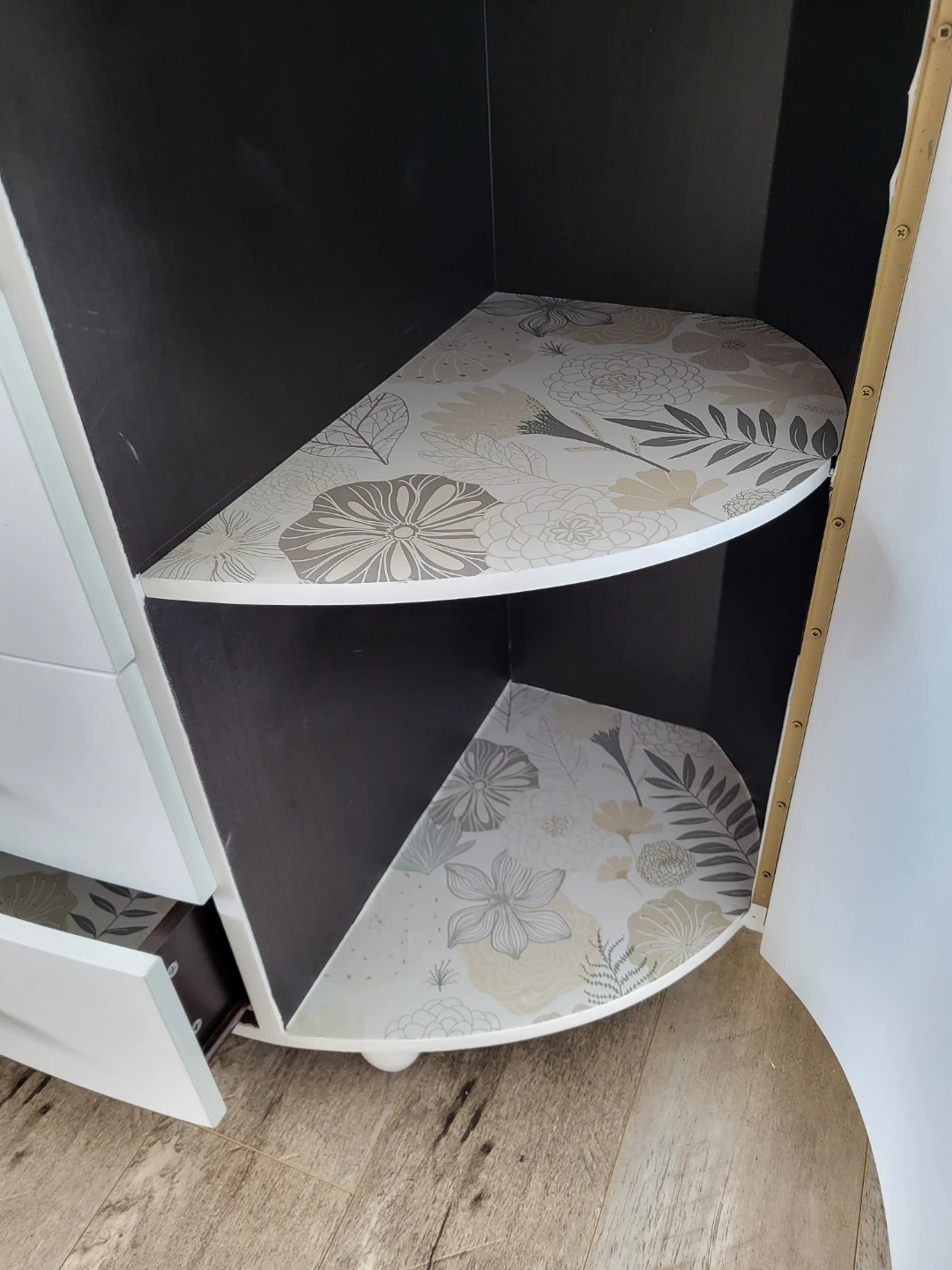 White Curved Dresser with Gold Hardware - photo 3