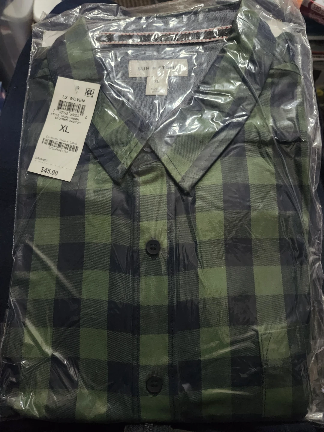 Sun + Stone LS Woven Plaid Shirt XL, Bloomin Cactus