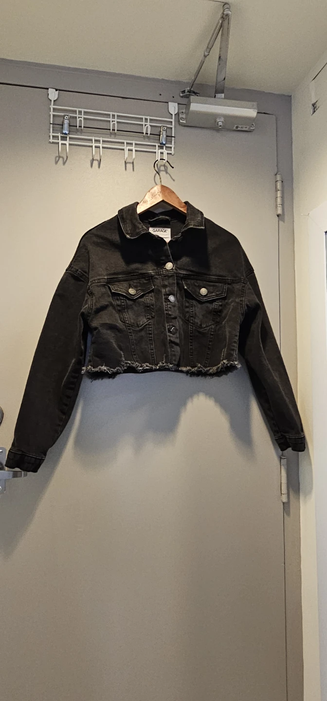 Garage Black Denim Cropped Jacket - Size M
