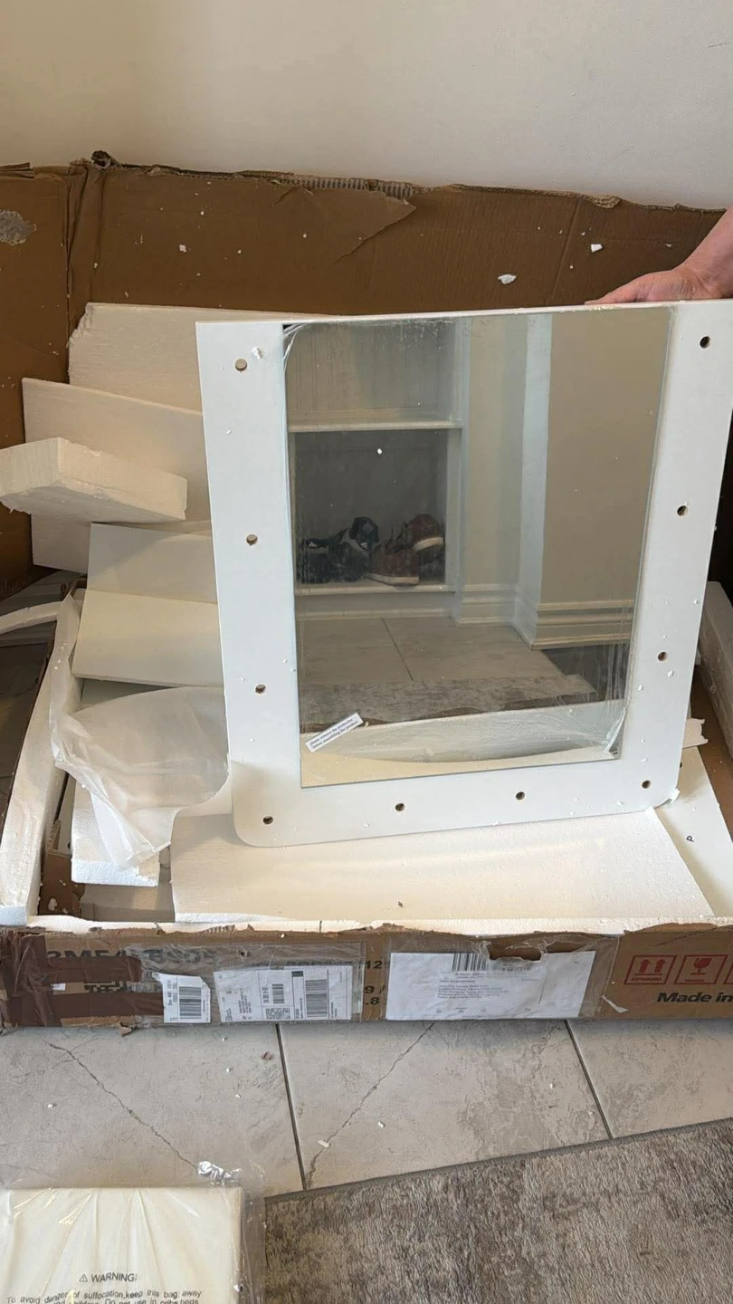White Vanity Desk with Lighted Mirror and Stool - New in Box - photo 2