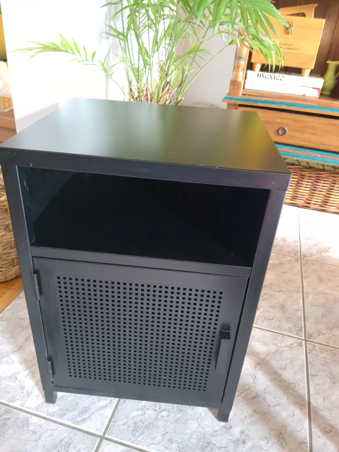 Black Metal Side Table/ Storage Cabinet