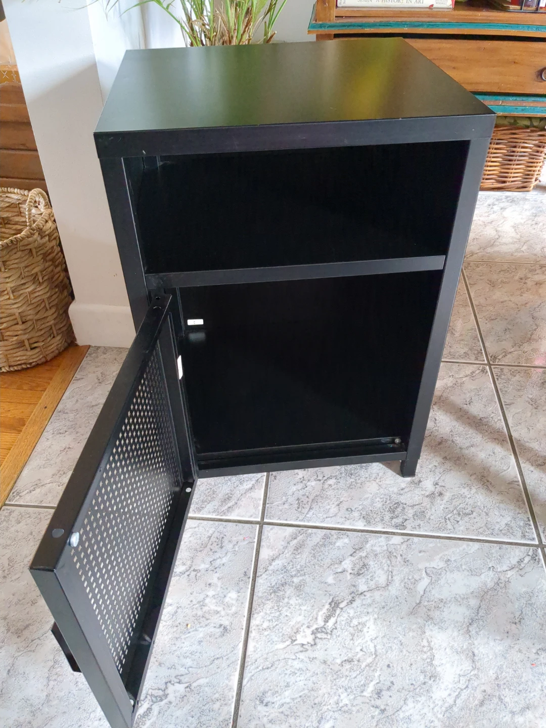 Black Metal Side Table/ Storage Cabinet - photo 2