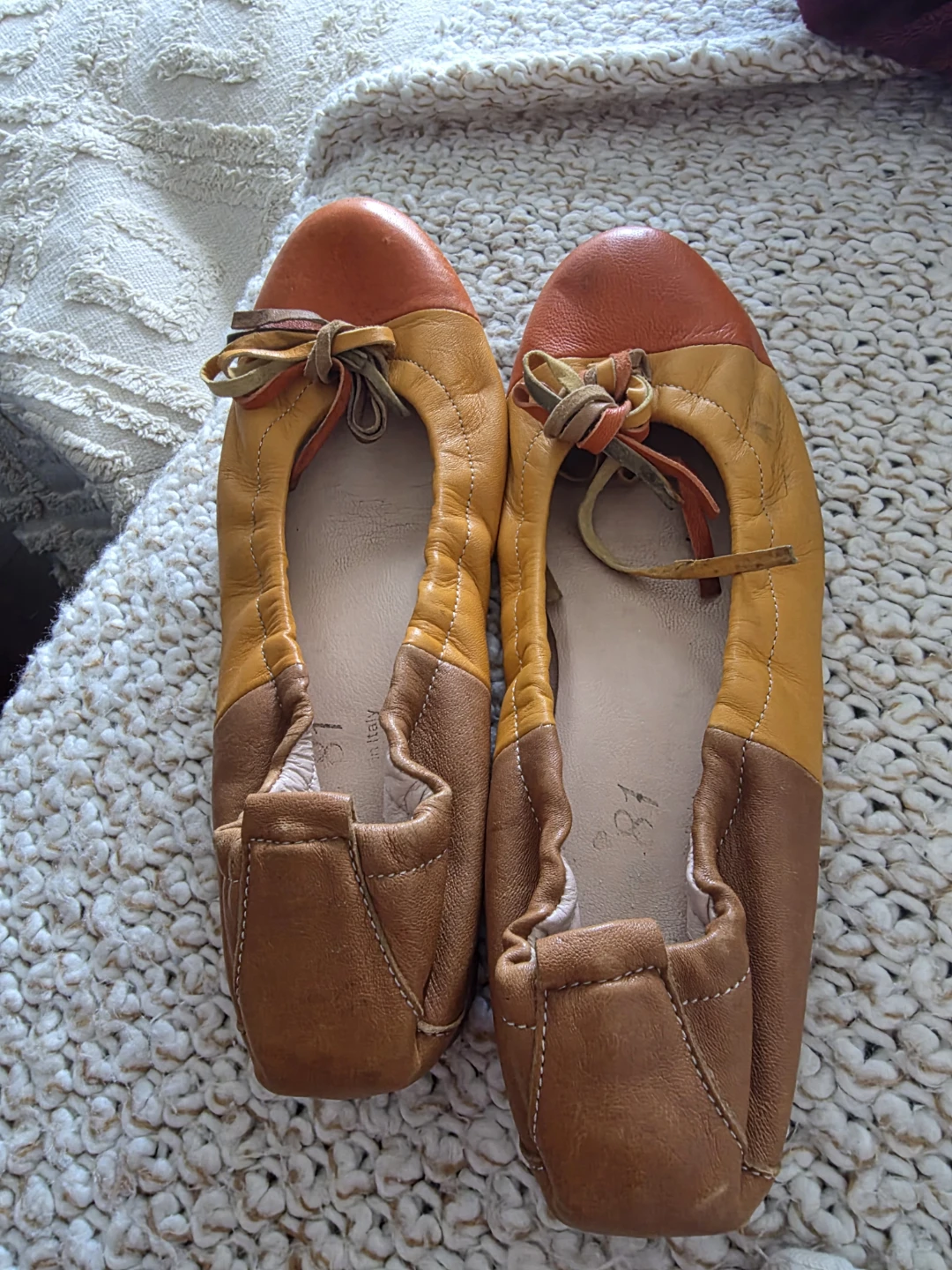Women's Leather Ballet Flats With Leather Sole Size 37