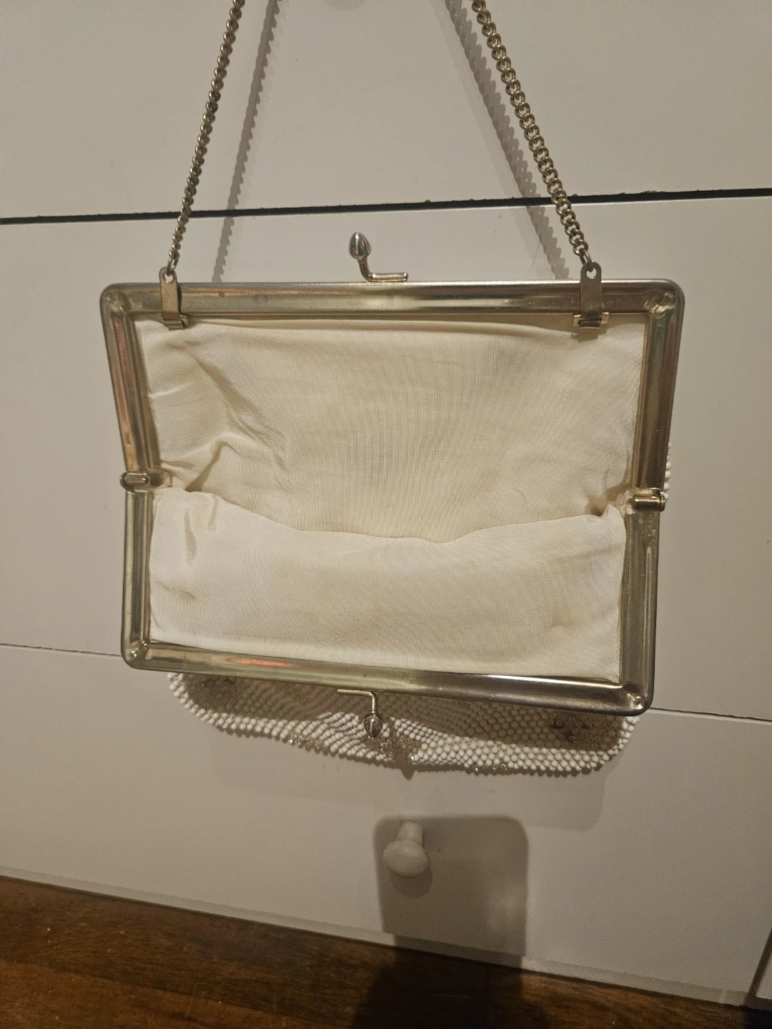 Vintage White Beaded Floral Evening Clutch Purse - photo 2