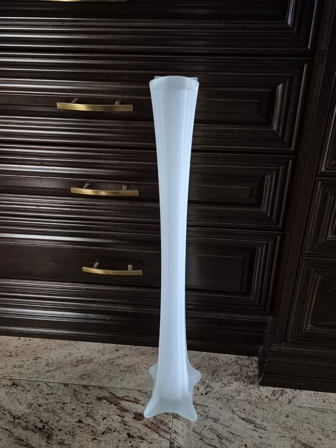 White Frosted Glass Tall Vase