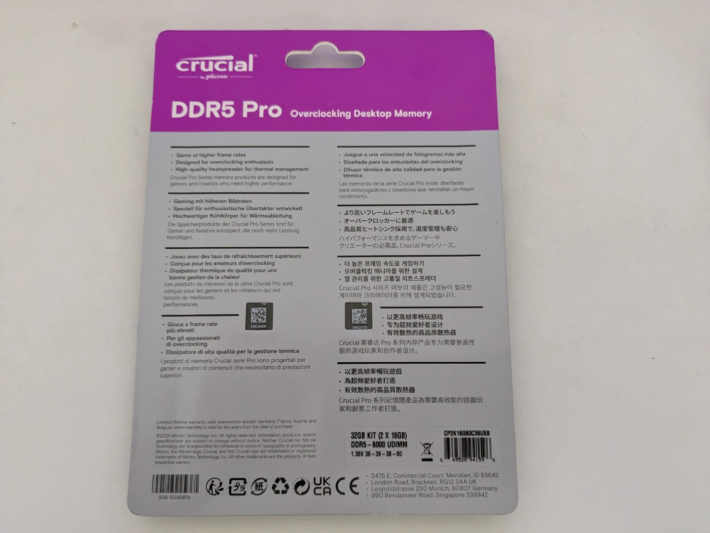 Crucial DDR5 32GB (2 x 16GB) 6000 MT/s UDIMM Kit - photo 2