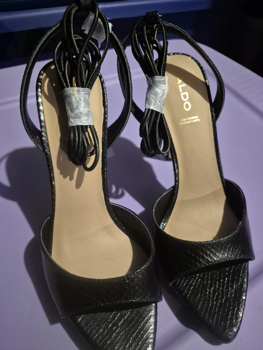 ALDO Black Faux Snake Print Stiletto Heels