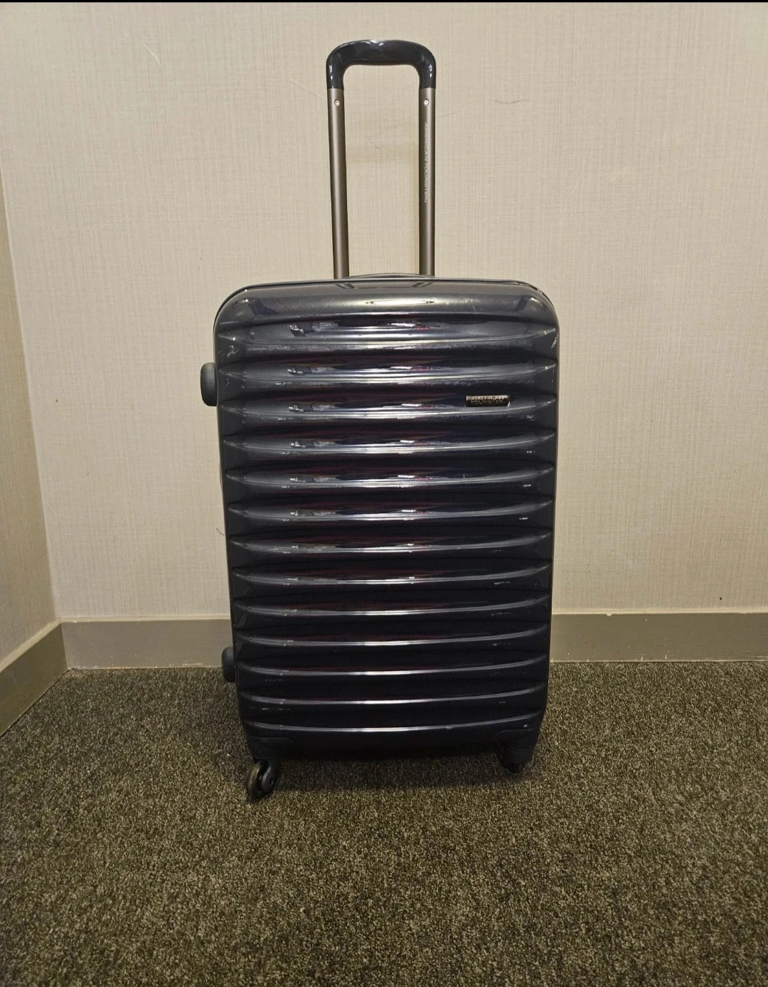 American Tourister Dark Blue Spinner Carry-on Suitcase