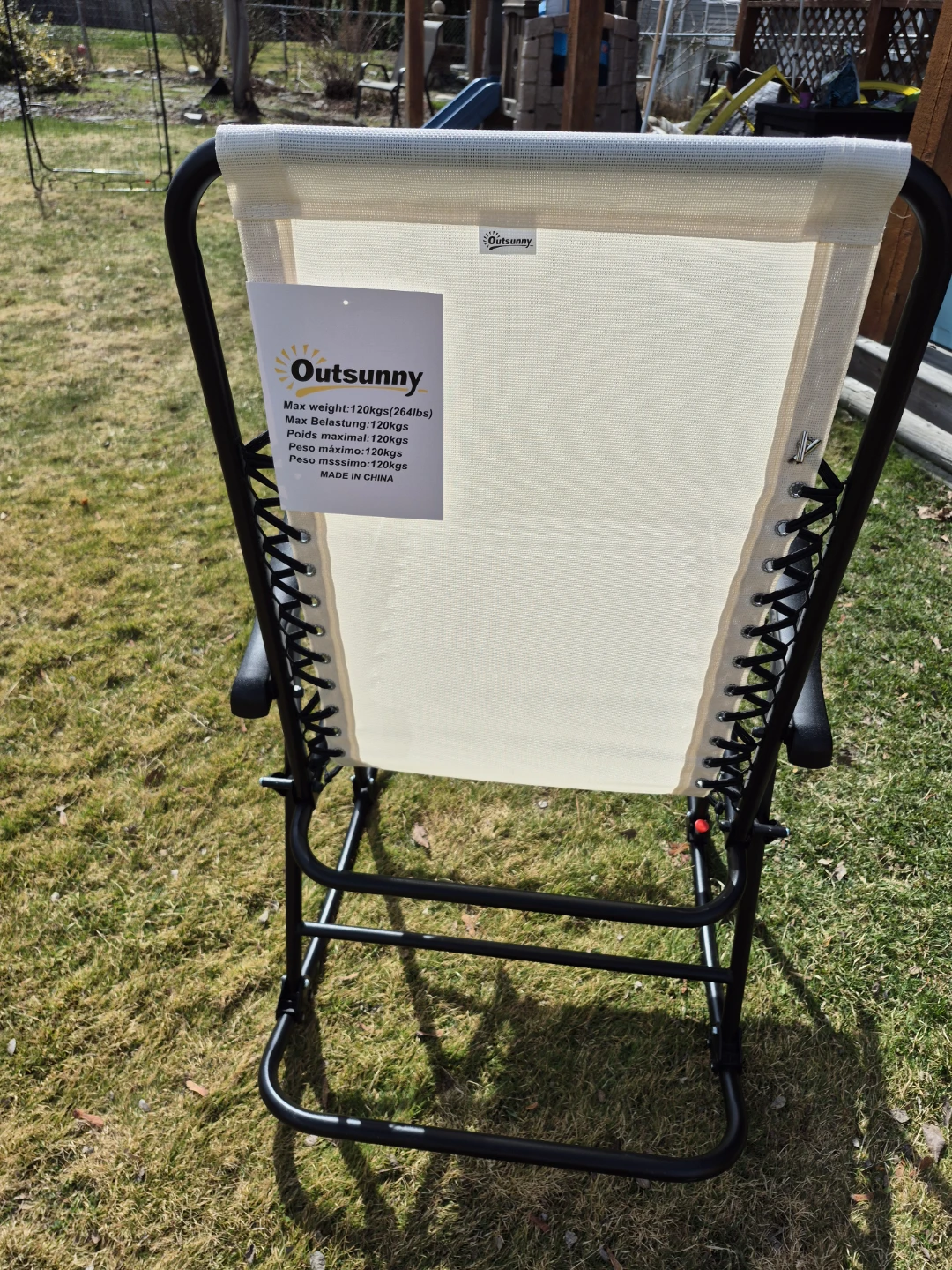 Outsunny Cream White Foldable Rocking Chair - photo 3