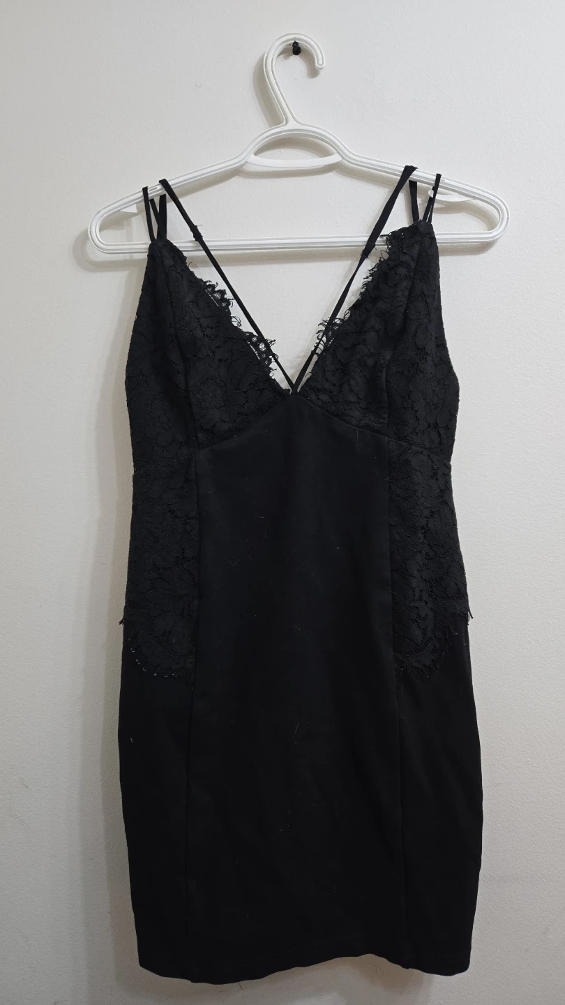 Lush Black Lace Trim Cami Dress Size L
