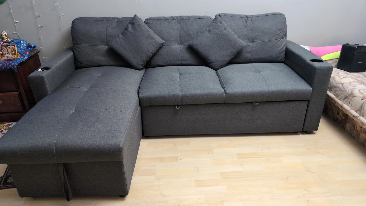 Grey Sectional Sofa Bed with Storage