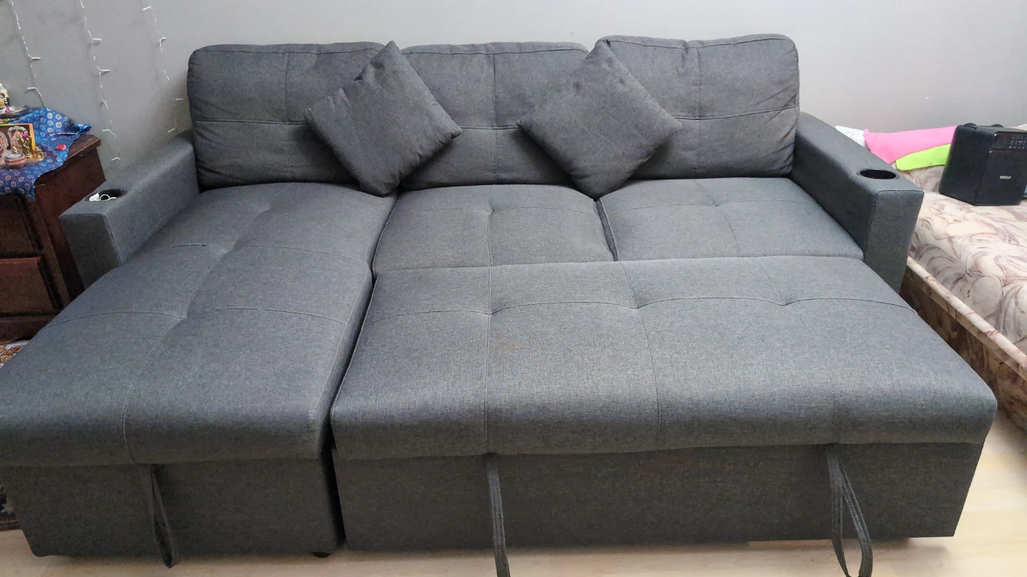 Grey Sectional Sofa Bed with Storage - photo 2