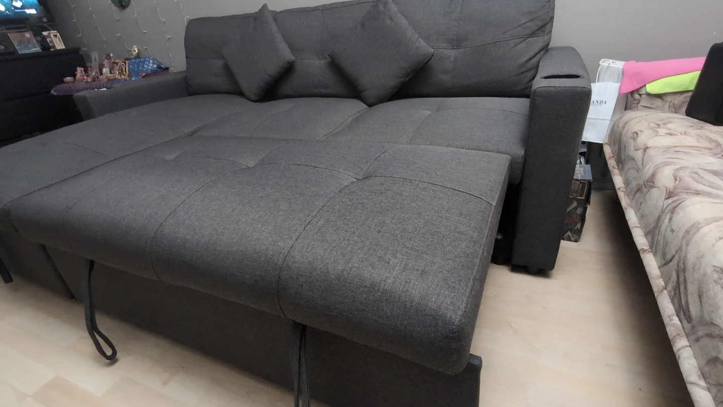 Grey Sectional Sofa Bed with Storage - photo 4