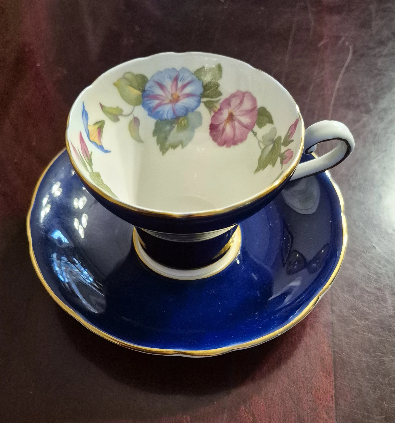 Aynsley England  Morning Glory teacup & saucer
