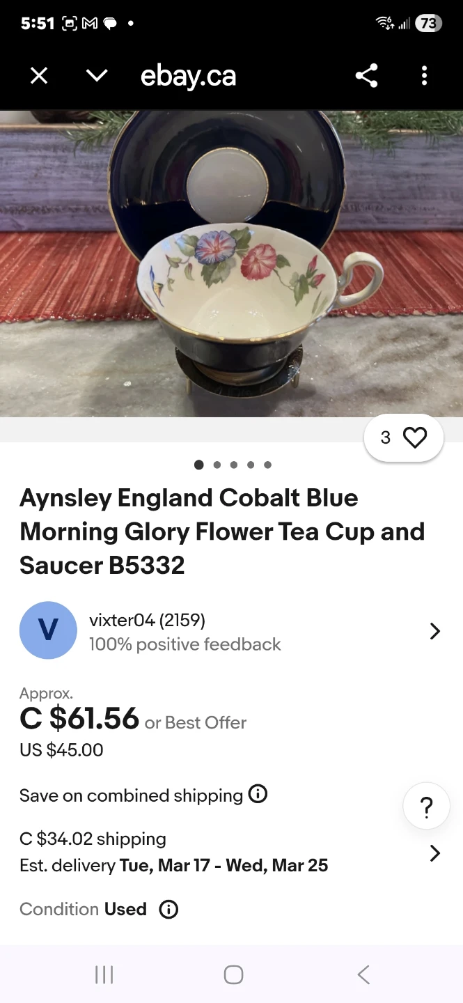 Aynsley England  Morning Glory teacup & saucer - photo 2