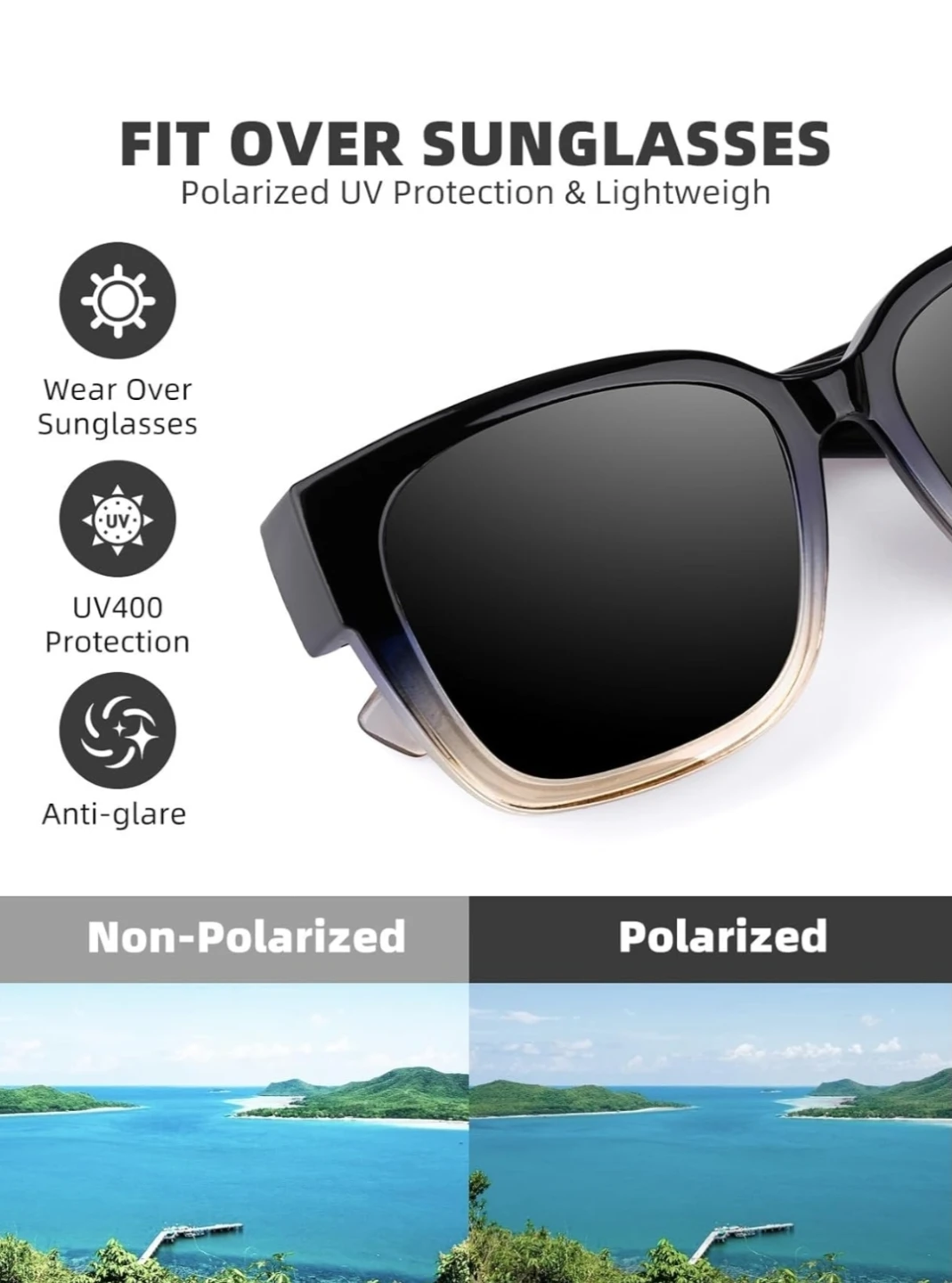 Fit Over Sunglasses for Women Polarized UV400 Oversized - photo 2