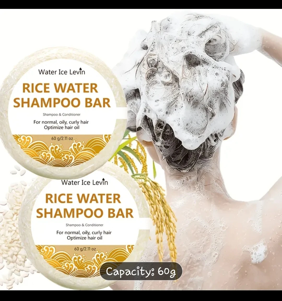 Water Ice Levin Rice Water Shampoo Bar - 60g✨️🧴