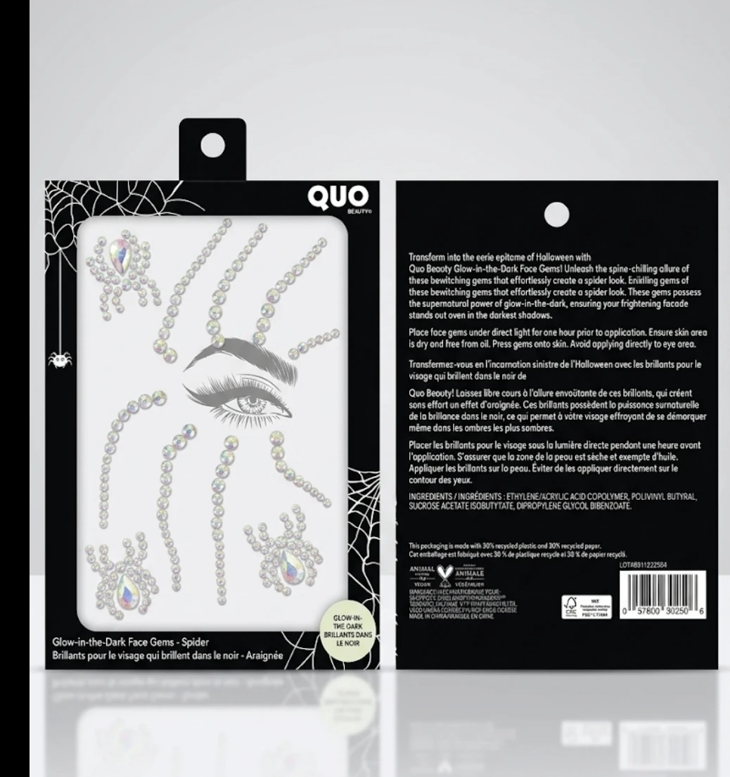 ​✨️ 🆕️ Quo Beauty Glow-in-the-Dark Spider Face Gems! ✨(NIP)