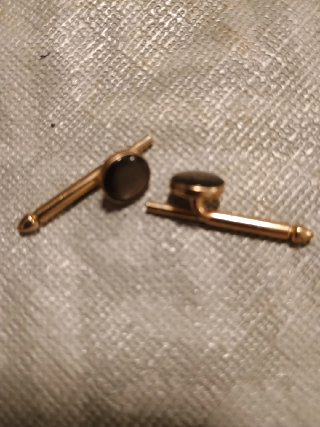 Gold Tone Cufflinks with Black Oval Stone - photo 4