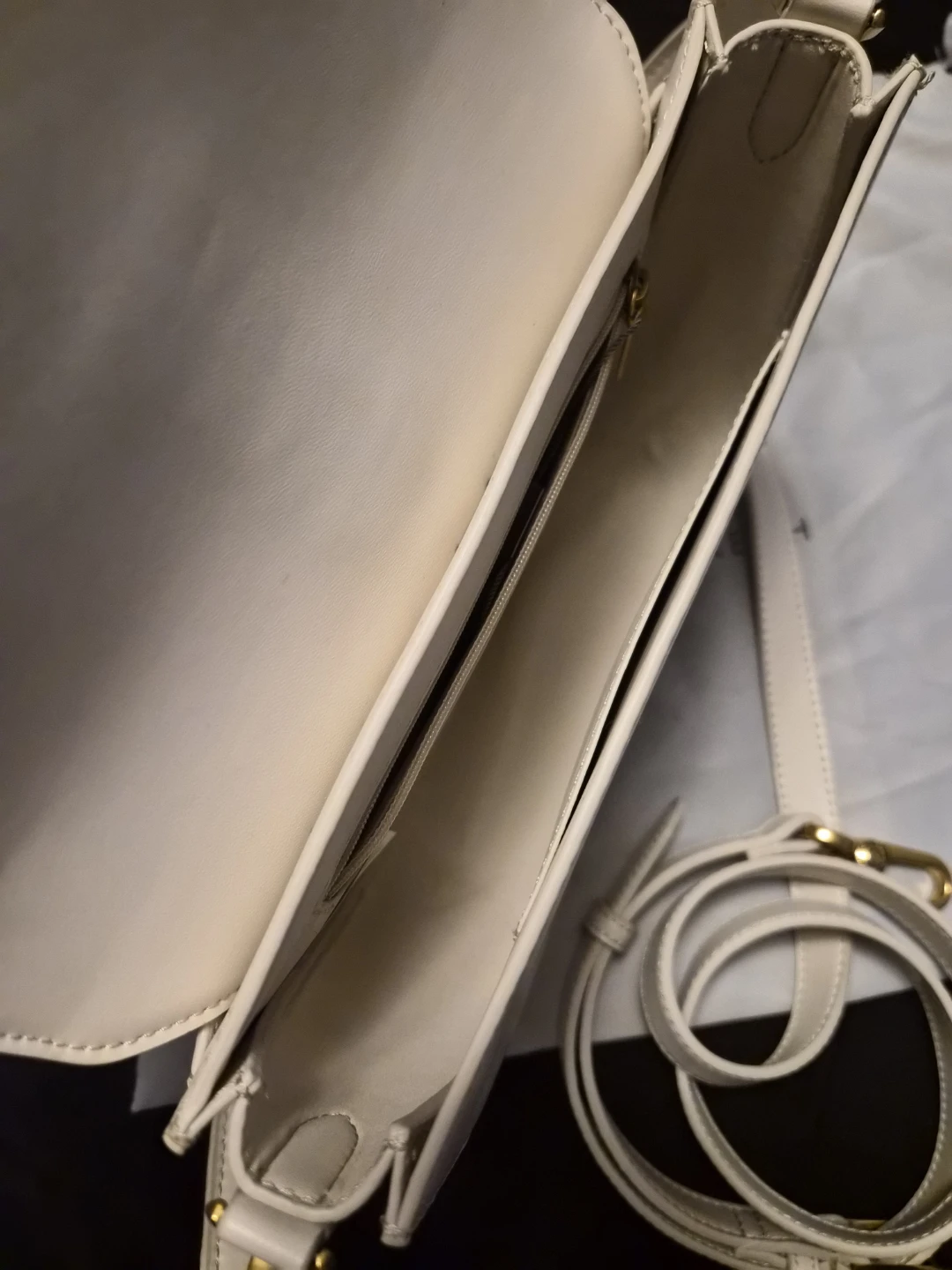 Charles & Keith Cream Gabine Leather Saddle Bag - photo 3