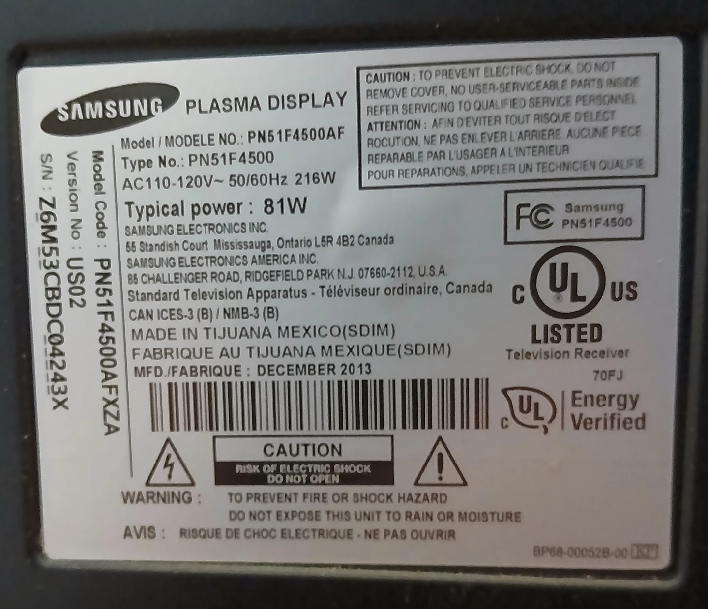 Samsung Plasma 51-inch - photo 3