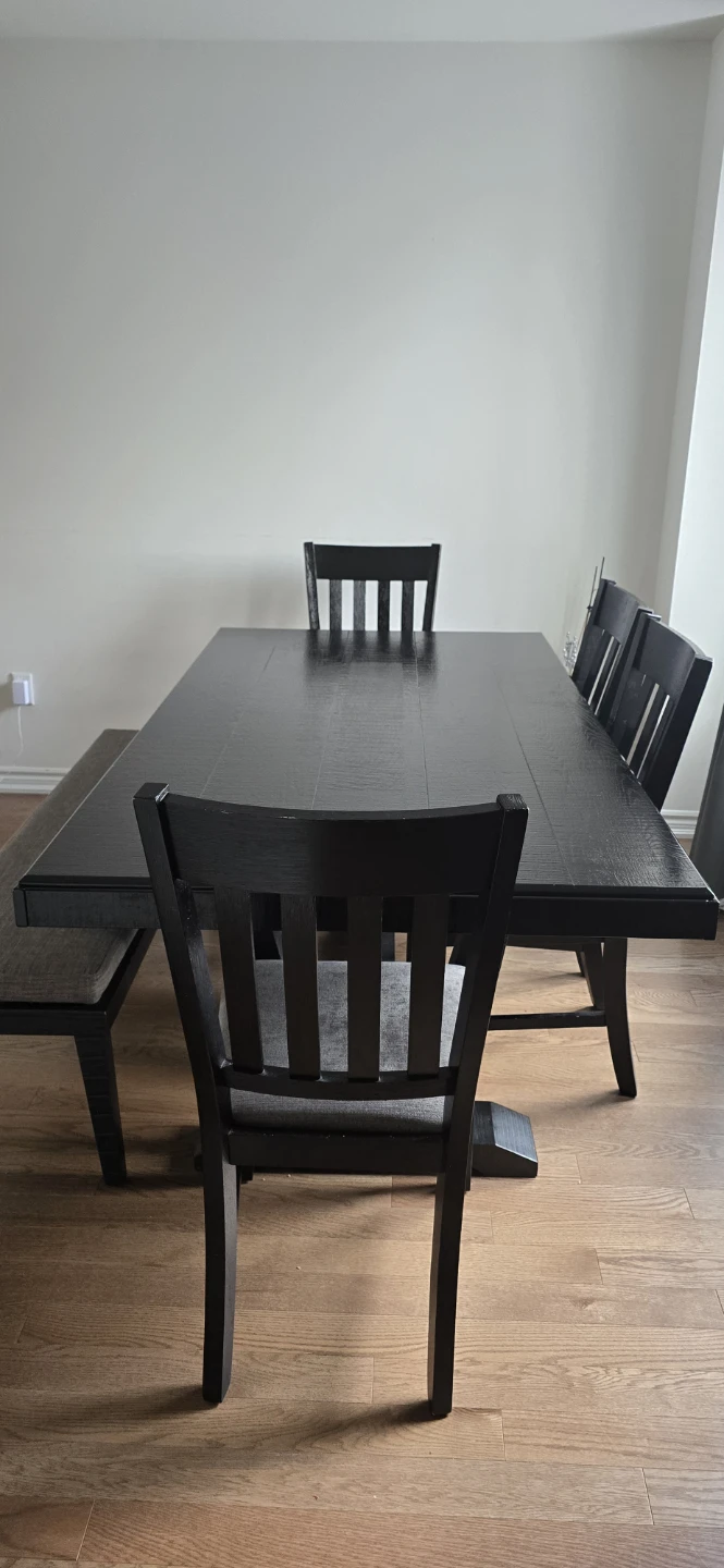 Black Dining Table Set with 4 Chairs and Bench - photo 2
