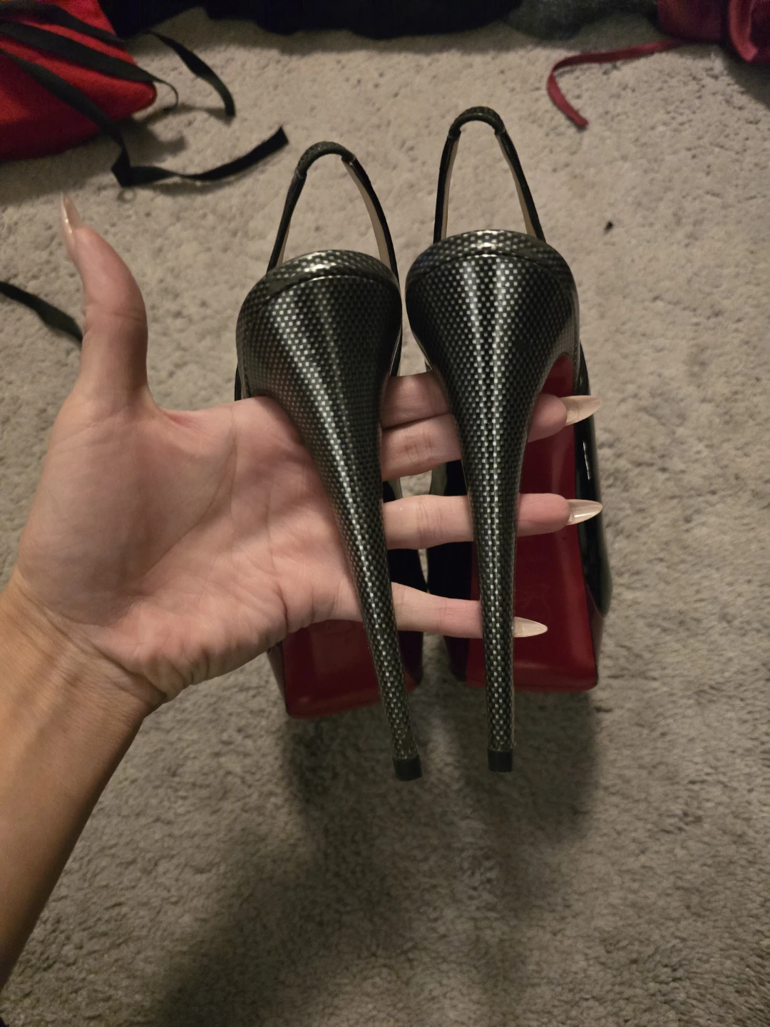 Christian Louboutin Black Patent Peep-Toe Slingbacks Size 39.5 - photo 3