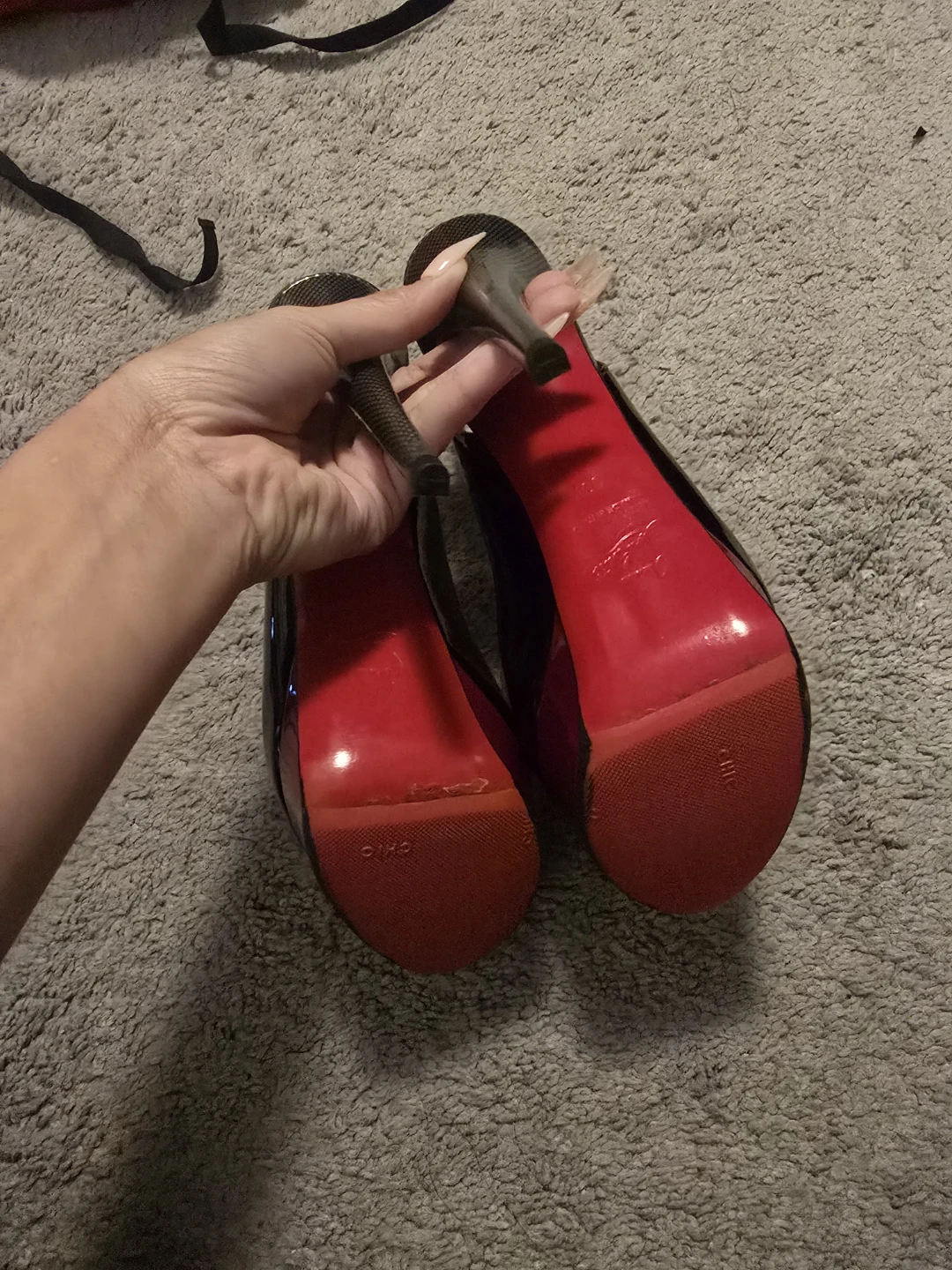 Christian Louboutin Black Patent Peep-Toe Slingbacks Size 39.5 - photo 4