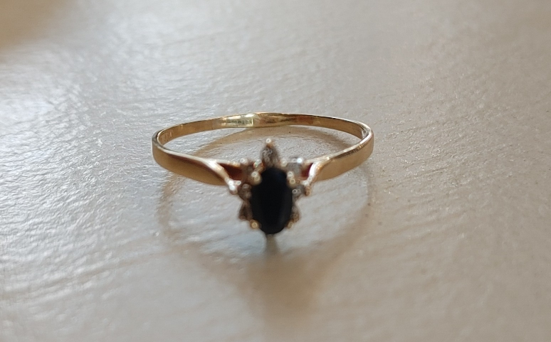Real Gold 10K  Oval Dark Blue Sapphire Stone Ring  New size 7.5 - photo 5