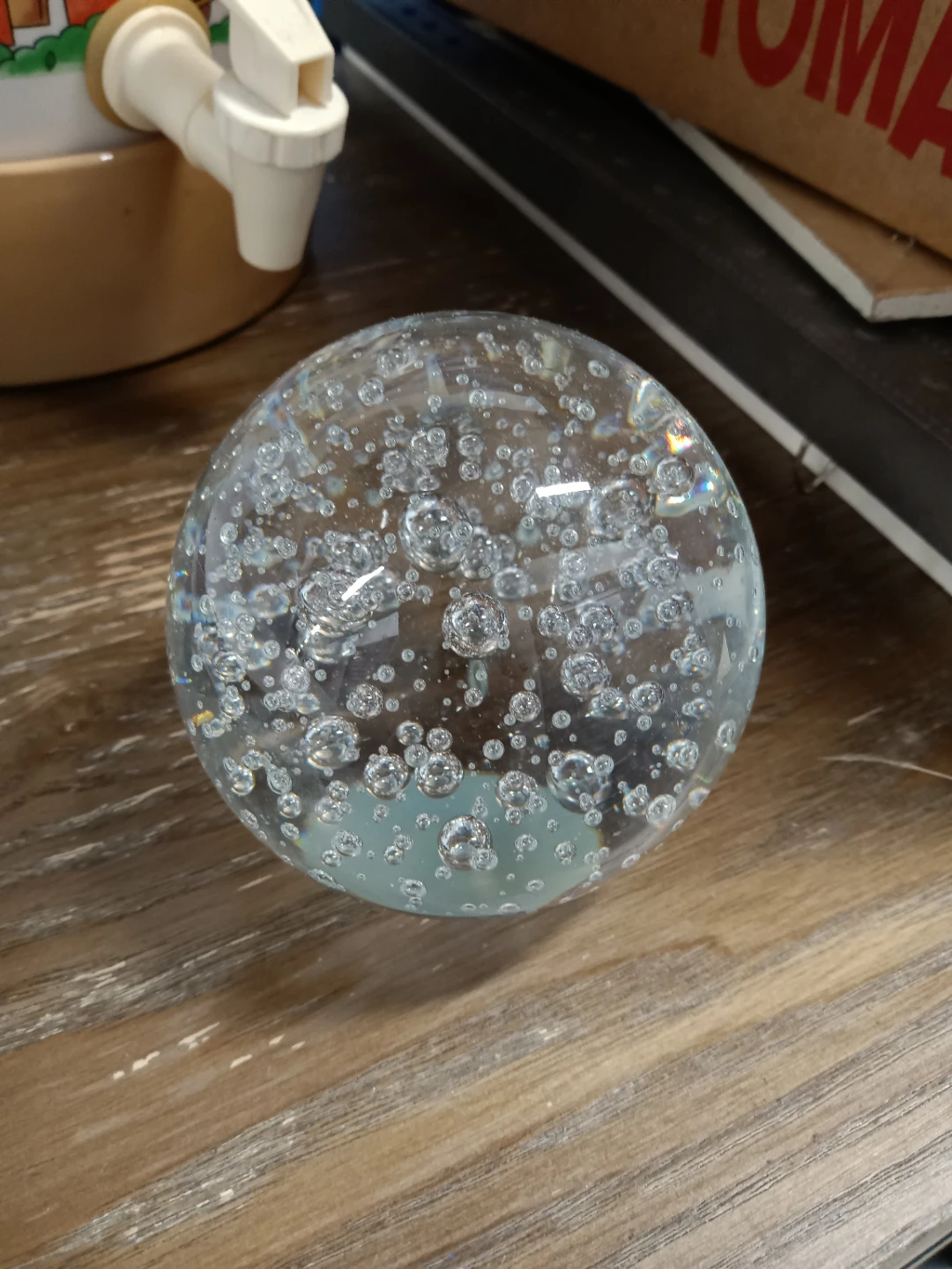 🥕Glass Orb Paperweight with Bubbles