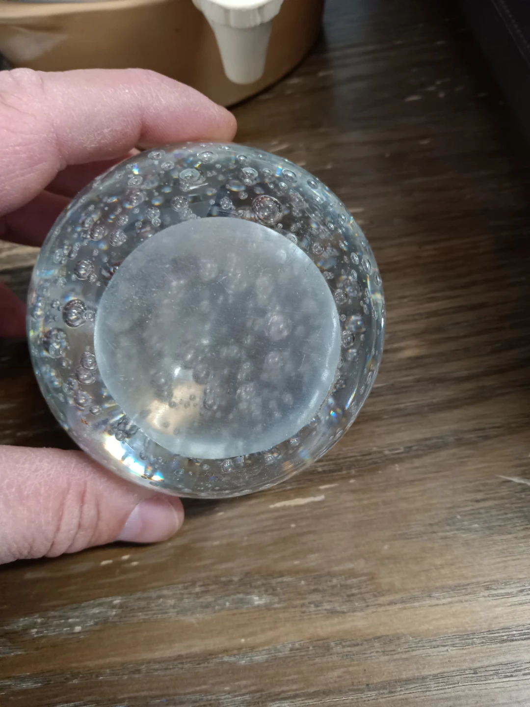 🥕Glass Orb Paperweight with Bubbles - photo 2