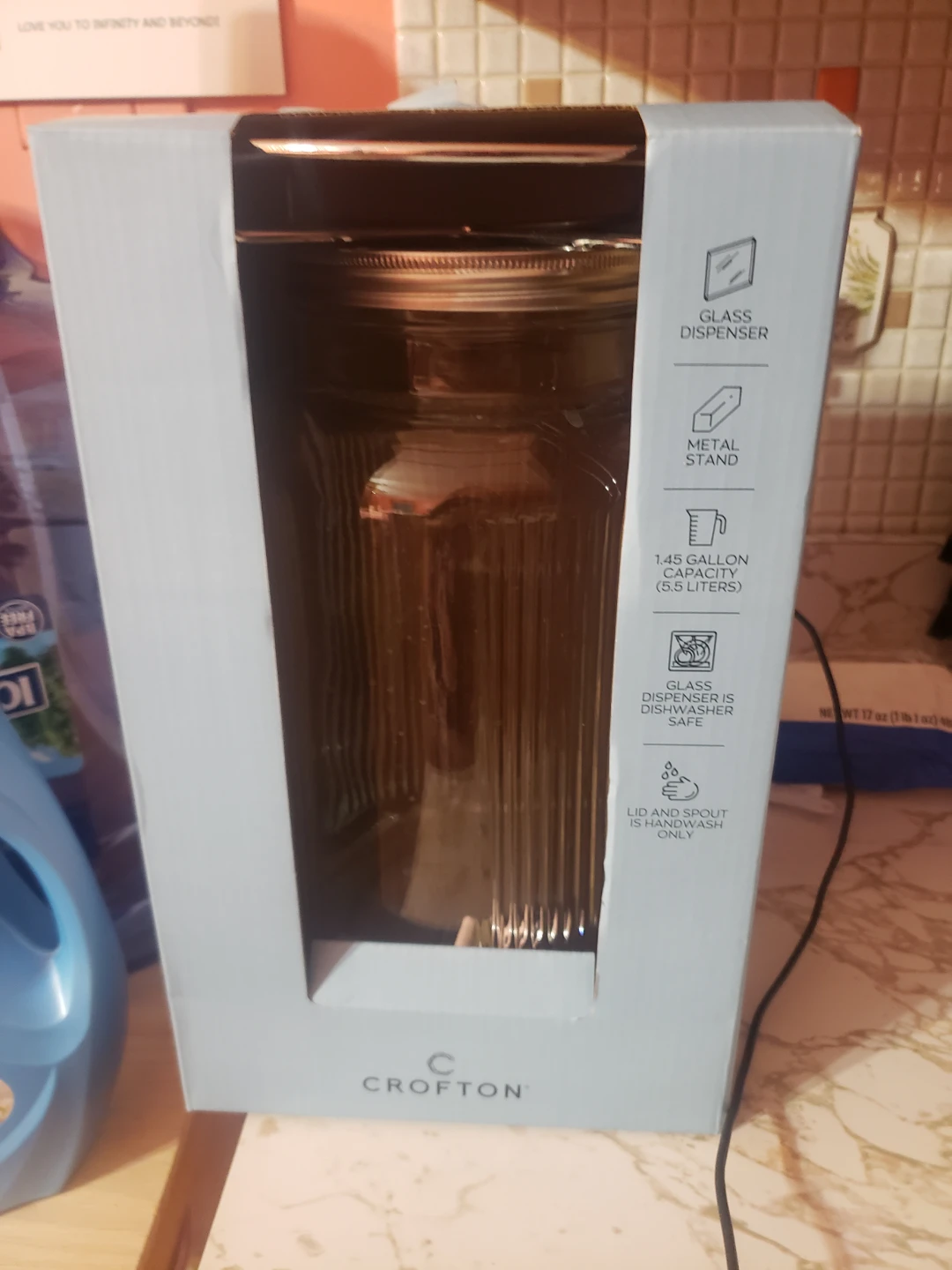 Crofton Glass Drink Dispenser with Metal Stand - 1.45 Gallon
