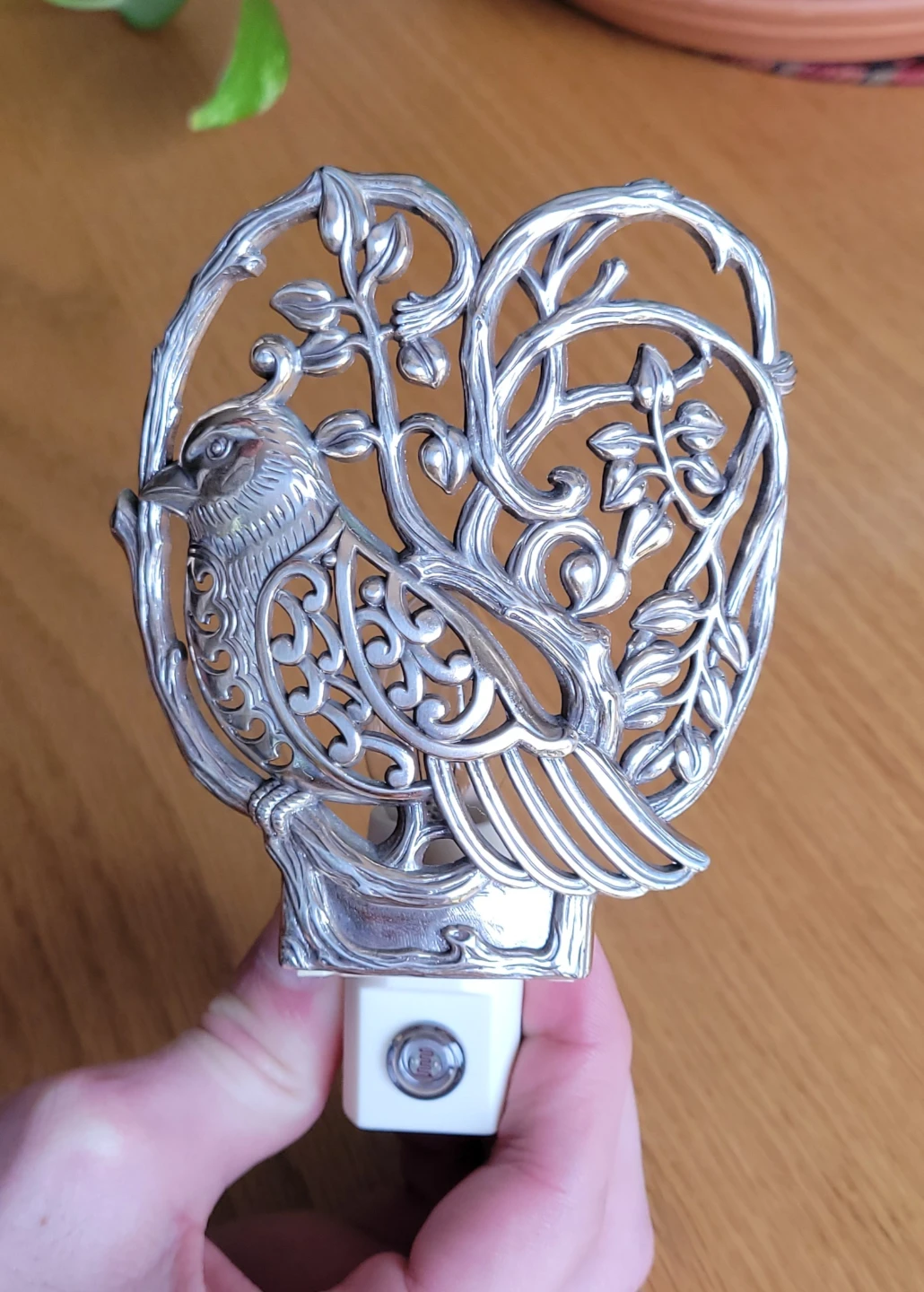 Silver Tone Metal Bird Night Light