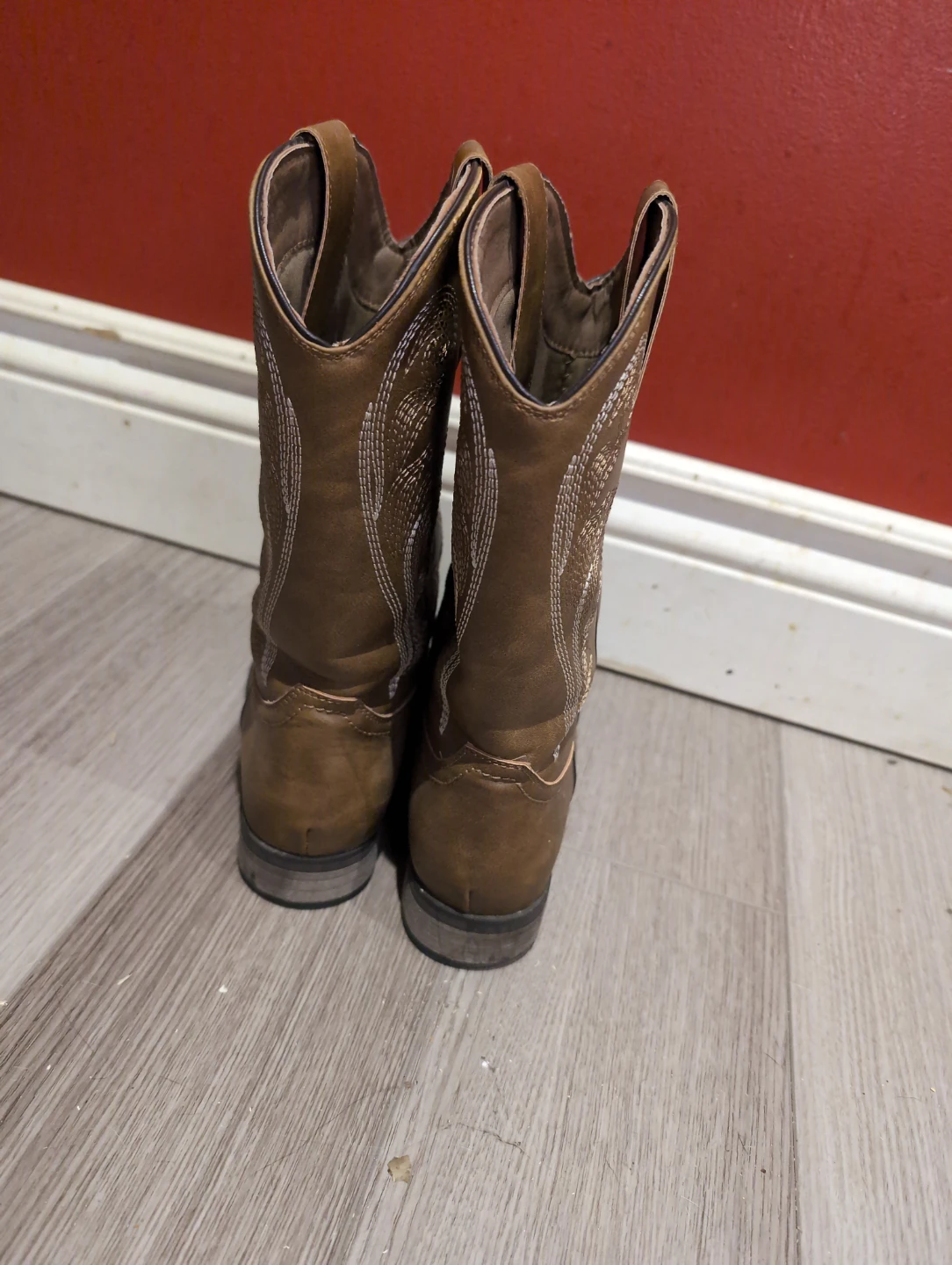 Brown Faux Leather Cowboy Boots - photo 4