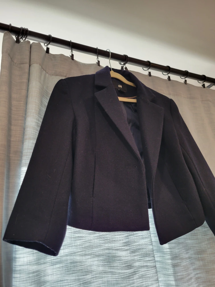 H&M Cropped Blazer Jacket Navy Size 2