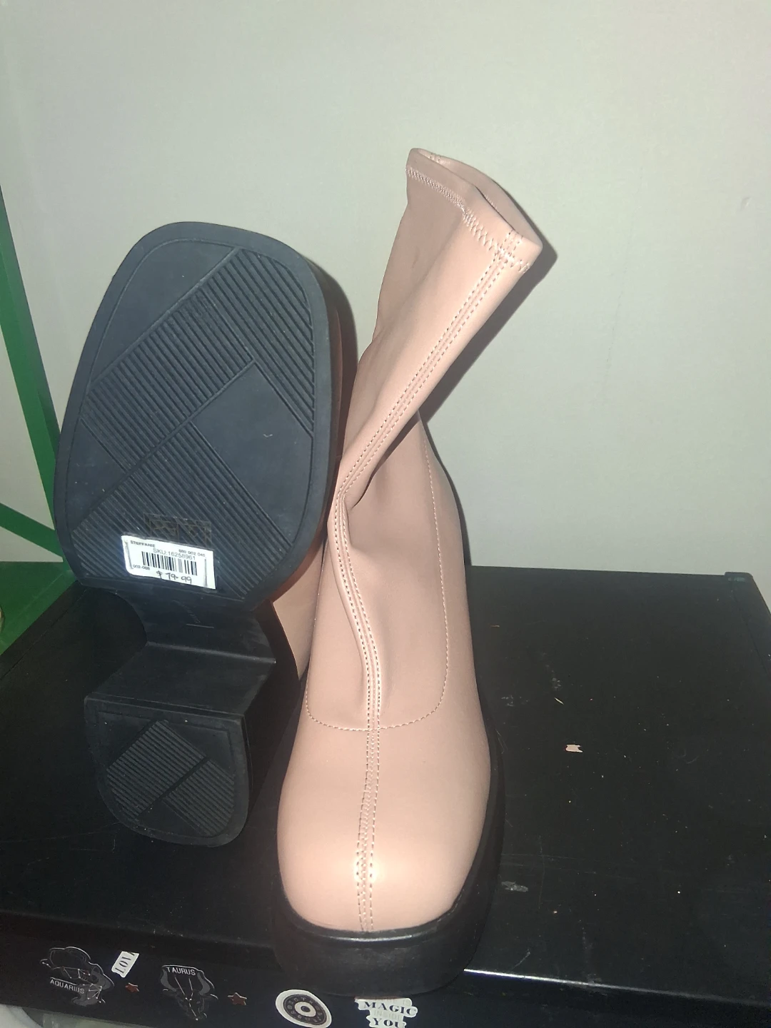 Light Brown /pinkish Faux Leather Platform Boots 🧡