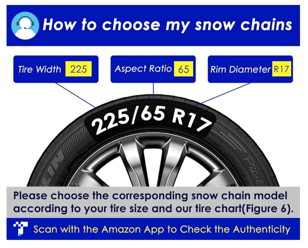 AUVEBY Snow Chains Auto Fixing 1 Min Quick Fit HKN-100 Set of 2 - photo 4