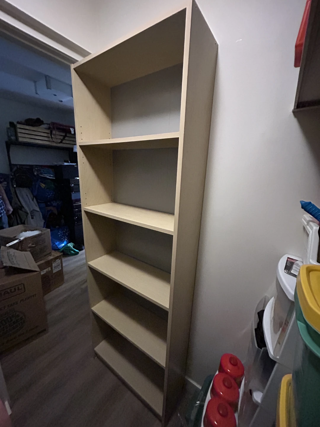 Light Wood 5-Shelf Bookshelf