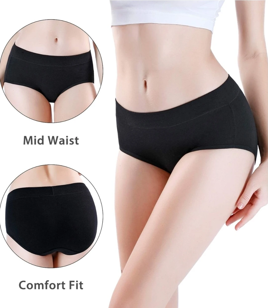 Wirarpa Women's Cotton Stretch Briefs - Medium - Black - photo 4