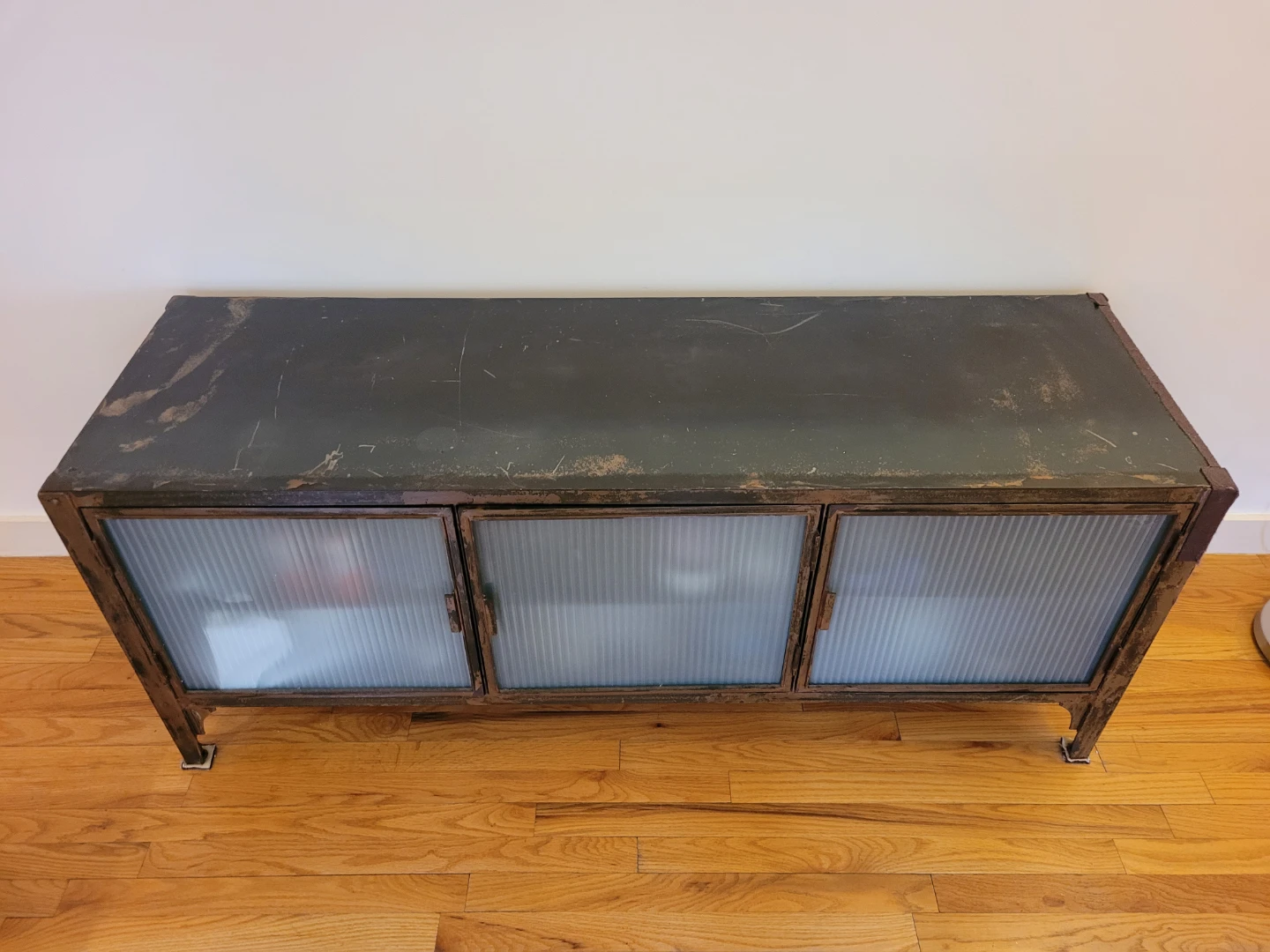 Vintage Crate and Barrel Casement Credenza Metal & Frosted Glass - photo 2