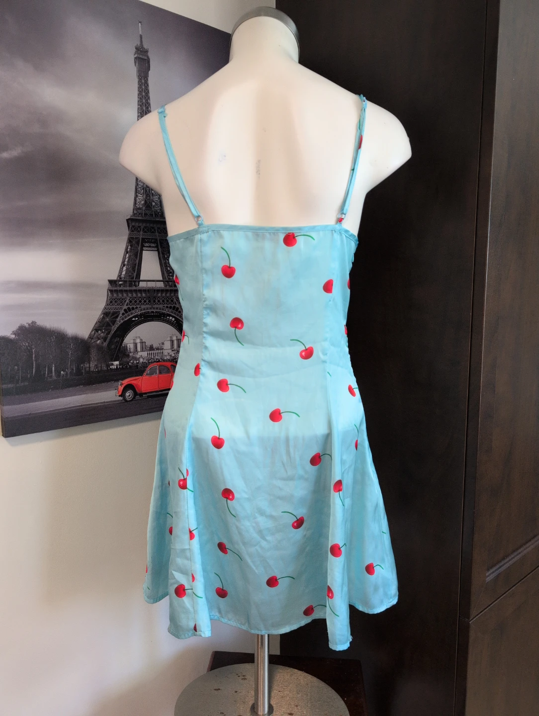 SHEIN Light Blue Cherry Print Slip Dress - XS - photo 4