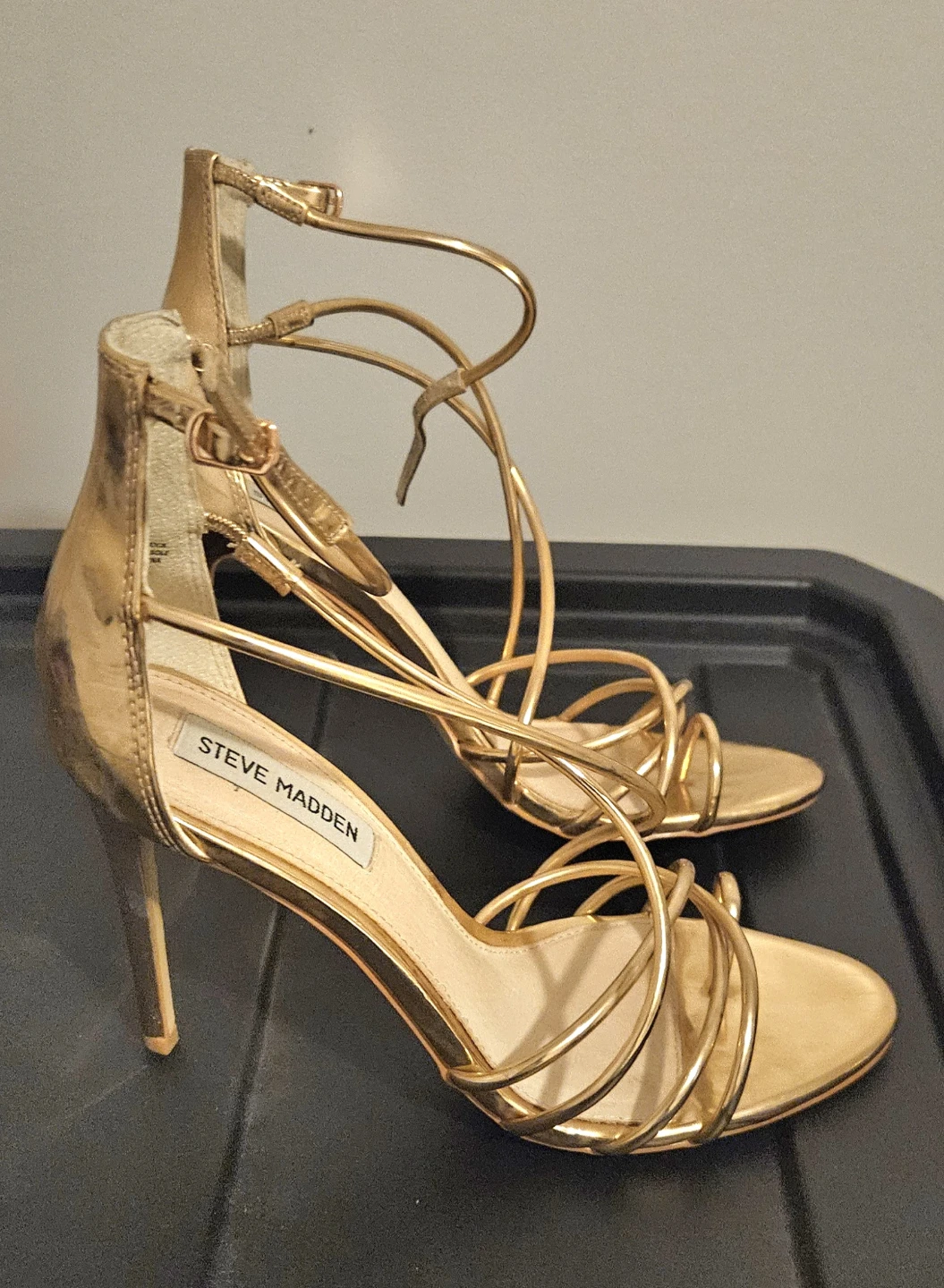 Steve Madden Gold Strappy Stiletto Heels - photo 4