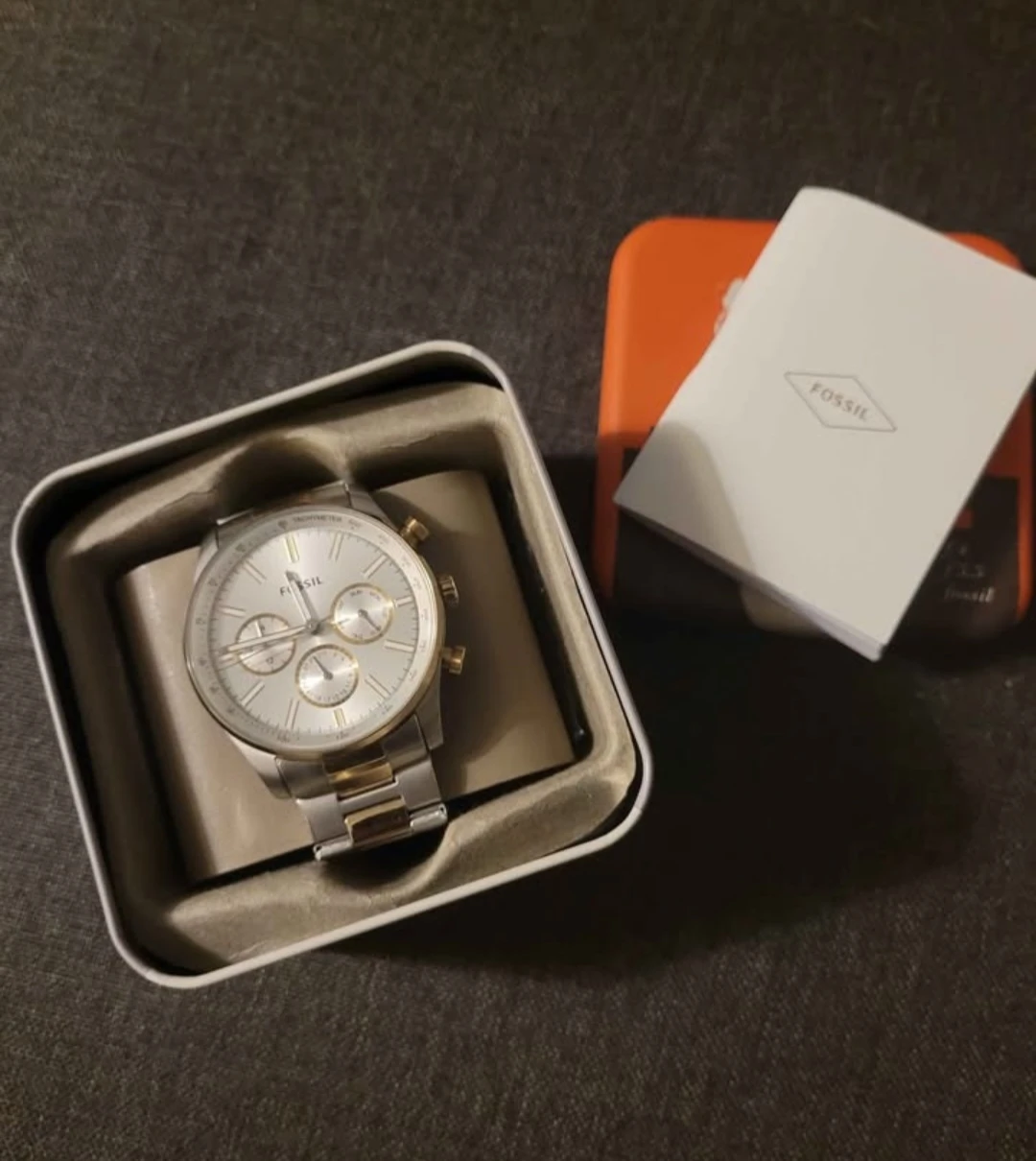 Fossil Chronograph Watch - Silver and Gold Tone